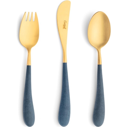 Kinder bestekset Alice – Mat Goud-Blauw // Cutipol