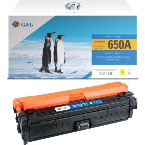 G&G CE272A toner compatibel met HP 650A Tonercartridge Geel 1 stuck (s) Huismerk
