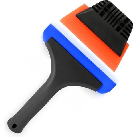 Siliconen raamwisserset met wisser 6 inch en 5 inch, autoruitwisser, zacht met siliconen lip, voor douche, ramen, glas, autoruiten, raamtintset, blauw + oranje