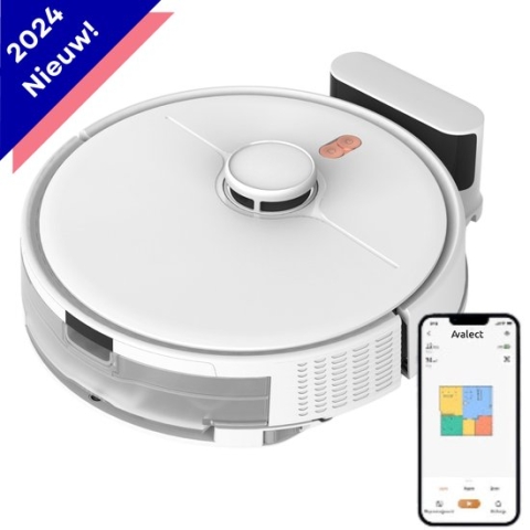 Avalect Robotstofzuiger met dweilfunctie - Met laadstation - dweilrobot - Ideal voor huisdieren - Lidar Laser - val & object detectie - Vloerdetectie - Met App - Wit