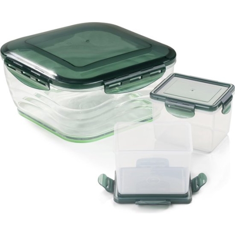 Vierkant, 3,3 l, Groen, Transparant, 1,2 g, 3300 ml Set