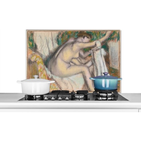 Spatscherm Keuken - Kookplaat Achterwand - Spatwand Fornuis - 90x60 cm - Woman Drying Her Arm - Schilderij van Edgar Degas - Aluminium - Wanddecoratie - Muurbeschermer - Hittebestendig