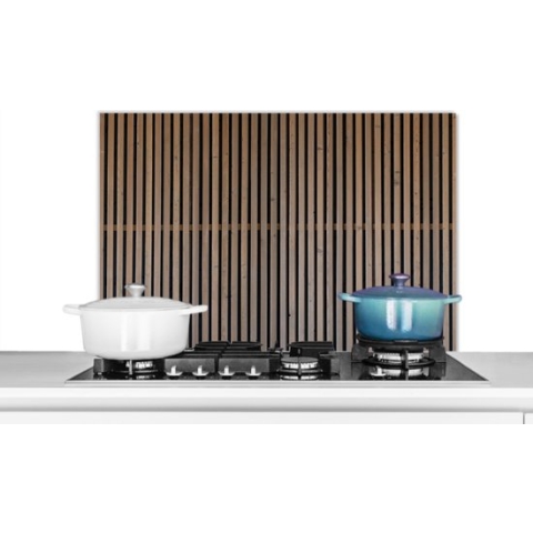 Spatscherm keuken 80x55 cm - Kookplaat achterwand Vintage - Hout - Design - Structuur - Muurbeschermer hittebestendig - Spatwand fornuis - Hoogwaardig aluminium