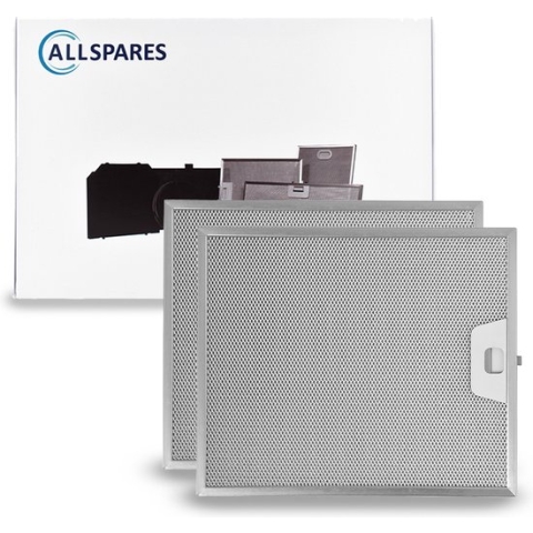 AllSpares Metaalfilter (2x) voor afzuigkappen geschikt voor AEG-Electrolux Zanussi 50248271004 en Faber 1330071330 (300x253x7mm)