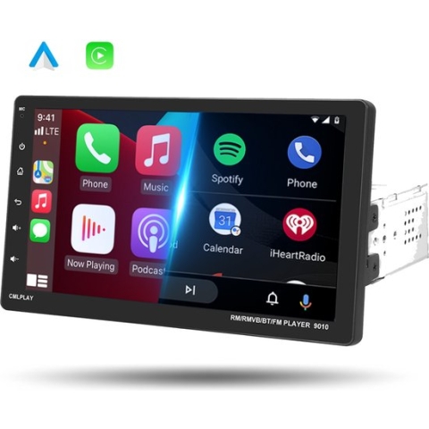 Boscer® 1Din Autoradio - Apple Carplay & Android Auto - 9' HD verstelbaar scherm - USB, Aux, Bluetooth - Achteruitrijcamera