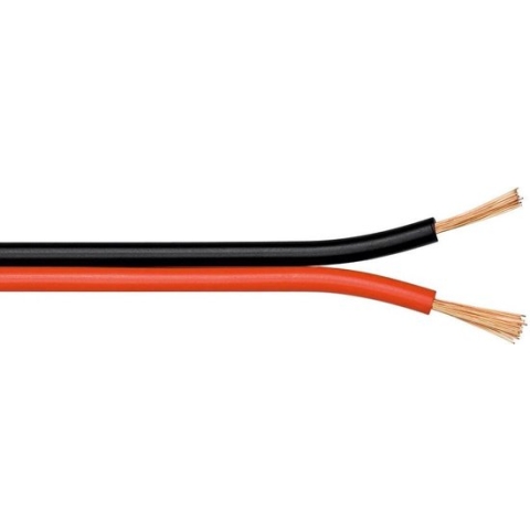 Luidspreker kabel (CCA) - 2x 2,50mm² / rood/zwart - 100 meter