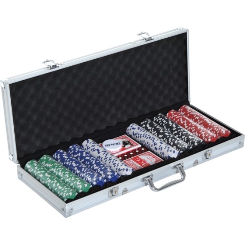 HOMCOM Pokerkoffer alu pokerset met 500 pokerchips