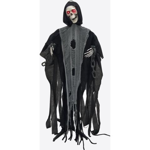 Halloween decoratie Magere Hein 160 cm met licht en geluid