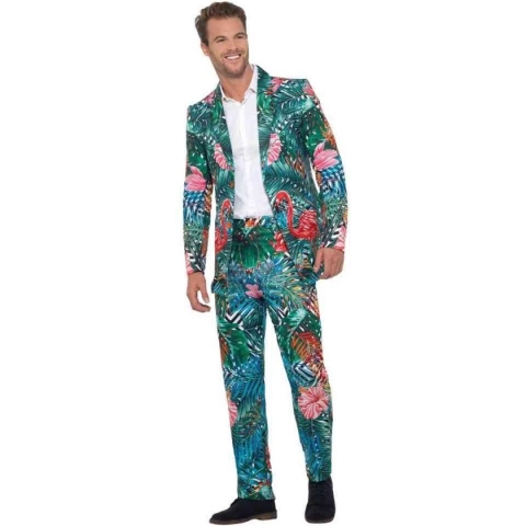 Smiffy's - Hawaii & Carribean & Tropisch Kostuum - Tropisch Flamingo Hawaii - Man - Multicolor - Medium - Carnavalskleding - Verkleedkleding