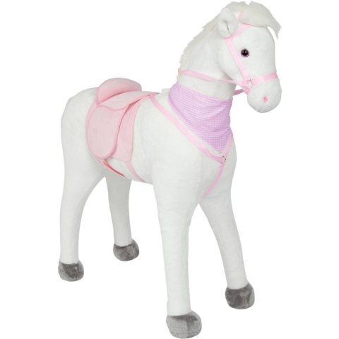 Pink Papaya Pluchen XXL 100 cm Paard - Luna - Bijna Levensgroot Speelgoed Paard om op te Rijden - Staand Paard XXL - Speelgoed Paard tot 100 kg Belastbaar - Paard voor Kinderen met Kleine Borstel