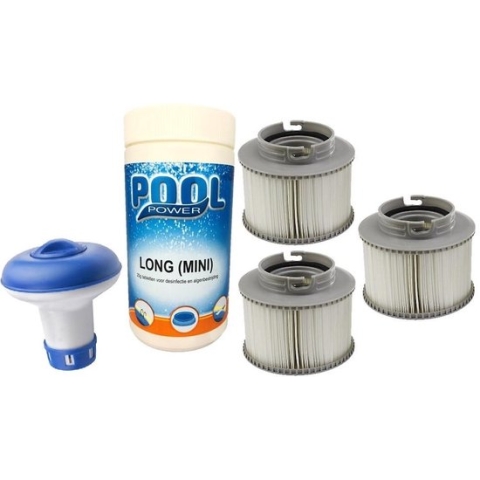 3x Mspa filter cartridge set met 1kg chloortabletten en chloordrijver pakket (o.a. Aldi / Lidl Spa)