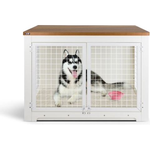 MaxxPet Houten Hondenbench - Bench - Hondenhuisje voor binnen - 106x60x77cm - Wit