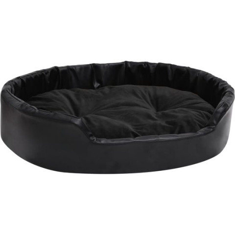 vidaXL-Hondenmand-90x79x20-cm-pluche-en-kunstleer-zwart