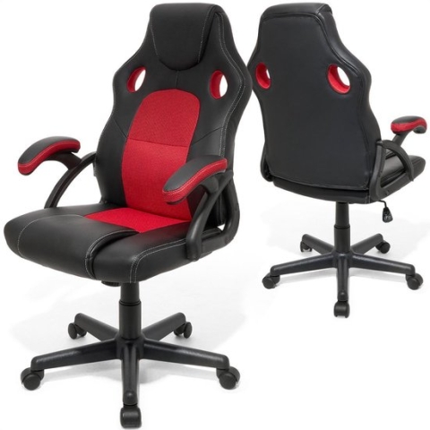 LifeGoods Gamestoel - Verstelbaar - Gamingstoel - Kunstleer - Rood/Zwart