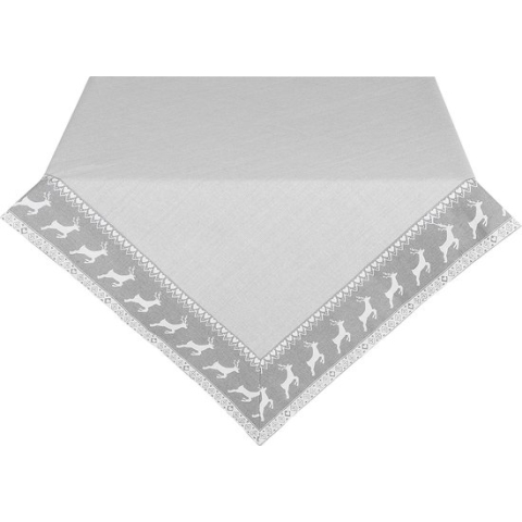 Clayre & Eef Vierkant Tafelkleed Kerst 150*150 cm Grijs Katoen kerst Tafellaken Tafellinnen Tafeltextiel