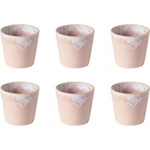 Costa Nova - servies - lungo kop - Grespresso Roze - aardewerk - set van 6 - H 7,5 cm bu Supervintage