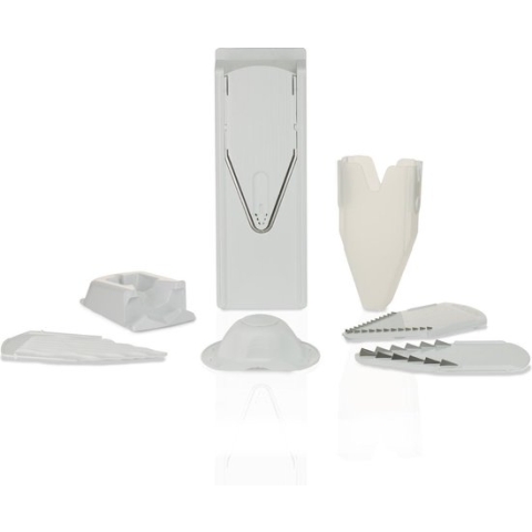 Börner Mandoline V3 Profi | 7-delige set | 5 snijdiktes | Geschikt als Frietsnijder | BPA-vrij en Roestvrij | Wit