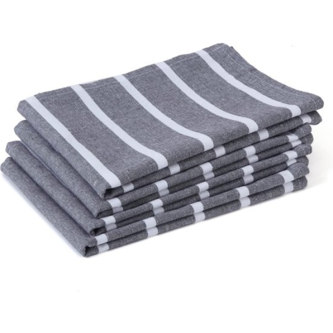 Keukendoeken XL 70 x 45 cm (set van 4) antibacteriële afwerking, katoen, absorberend voor het reinigen en snel drogen van borden, Roma Grey Stripes