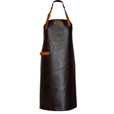 Xapron luxe leren (BBQ) schort New York - kleur Brown (bruin)