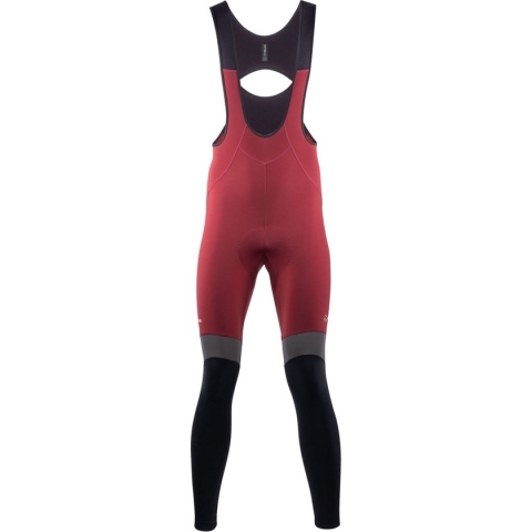 Nalini - Heren - Fietsbroek lang met Bretels - Winter Fietsbroek met Zeem - Thermo Wielrenbroek - Rood - Zwart - NEW WARM REFLEX BIB TIGHT - XS