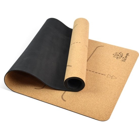 YoZenga Premium yoga mat natuurlijk kurk Lotus Flower | inclusief gratis draagriem