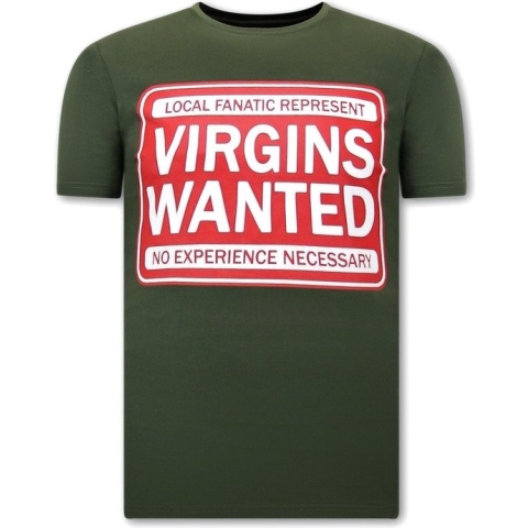 Heren Shirt met Print - Virgins Wanted - Groen