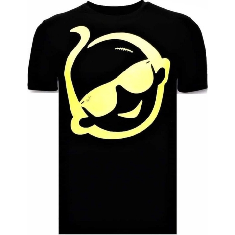 T-shirt Mannen Met Print - Zwitsal Met Sunglass - Zwart
