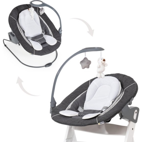 Hauck Alpha Bouncer 2 in 1 Deluxe wipstoeltje vanaf de geboorte, Melange Grey