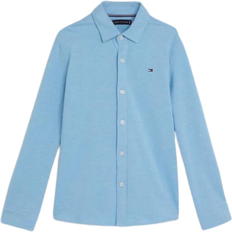 Tommy Hilfiger Stretch Pique Shirt - Boys - Skysail - 12 jaar