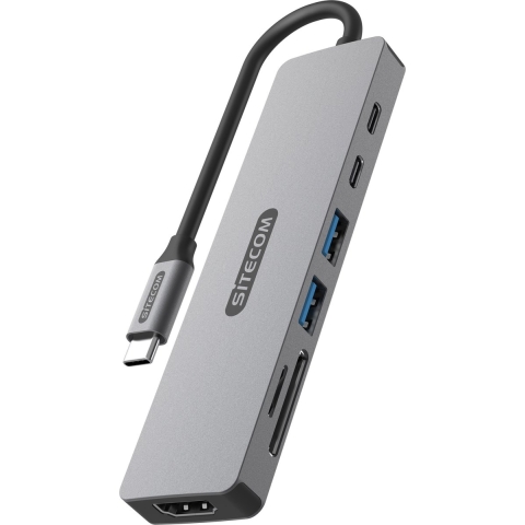 Sitecom CN-5504 7-in-1 USB-C PD Multiport Adapter | USB-Hubs | Accessoires&Toebehoren - Computer toebehoren | 8716502031559