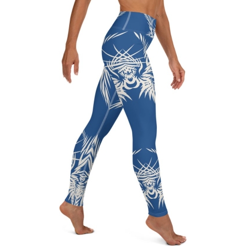 Sportlegging - design Tiger Power Up - High Waist - Dry Fit - High Performance - 4way stretch- unieke print - UPF 50+ - Hardloop - Yoga - Fitness - Dans  - Pilates - Training – sportbroek - klassiekblauw wit - maat S