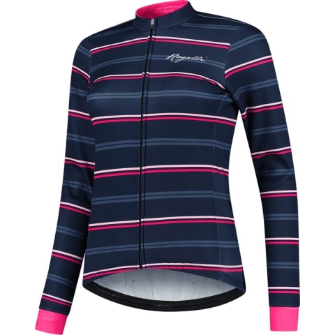 Rogelli Stripe Winterjack - Dames - Fietsjack - Blauw/Roze - Maat 2XL