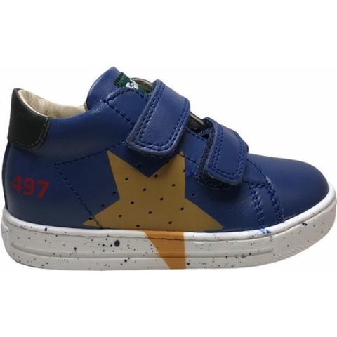 Falcotto velcro's okergele ster lederen sneaker Salazar blauw mt 20