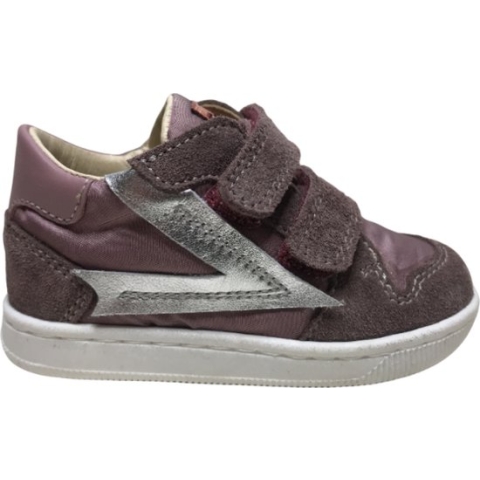 Falcotto mt 18 velcro's zilveren pijl lederen sneakers Kabuki paars