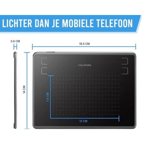 Tectie® - HUION Tekentablet Grafisch Tekenen Lichtgewicht Mobiel en PC - Drawing Tablet - Tekentablet kinderen en volwassenen - Grafische tablet - Digitale Handtekening - Zwart