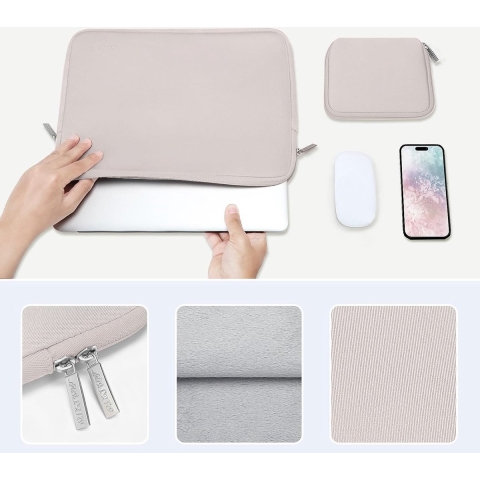 Laptophoes Compatibel met MacBook Air 13" M2 A2681 M1 A2337 A2179 A1932 2022-2018/Pro 13 M2 M1 A2338 A2251 A2289 A1989 A1706 A1706 A1708, Neopreen Rugzakhoes met Kleine Hoes, Zilvergrijs