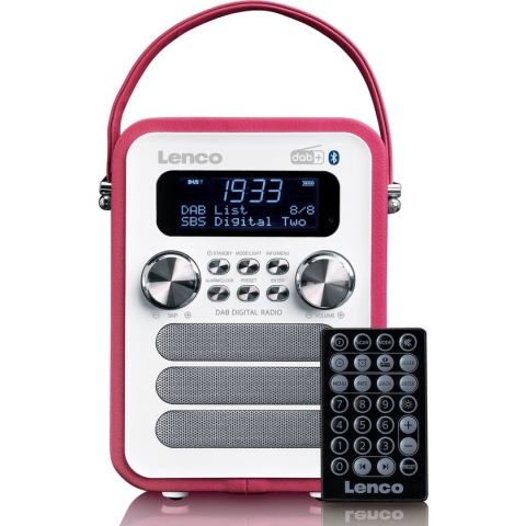 Lenco PDR-051PKWH - Draagbare DAB Radio - FM, DAB+, Bluetooth® en AUX-ingang - Met oplaadbare Batterij - Roze