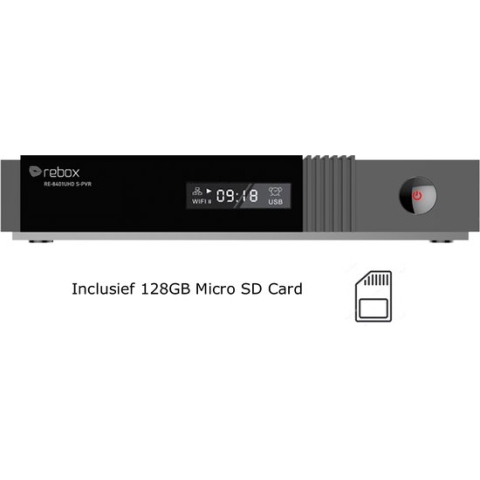 Rebox RE-8401UHD S-PVR 4K Android single-tuner satellietontvanger + 128GB opslag