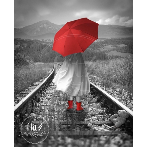 100% Nederlandse Productie! │ Diamond Painting │ Meisje op Treinspoor │ Formaat 60 x 75 cm │ Diamond Painting Pakket Volwassen │ Volledige bedekking │ Vierkant │ Full │ Flitzz Diamond Painting