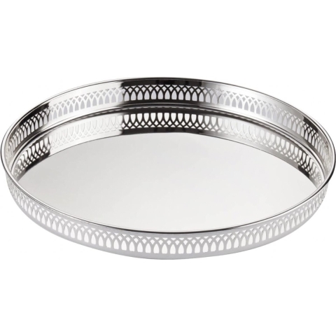 EDZARD Delphi zilveren dienblad, verzilverd dienblad, rond dienblad met een diameter van 30 cm (perfect voor de ladekast, het bijzettafeltje of het nachtkastje)