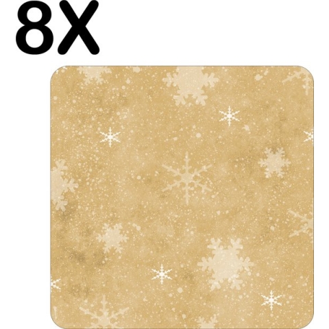 BWK Flexibele Placemat - Patroon van IJskristallen en Sneeuwvlokken - Set van 8 Placemats - 40x40 cm - PVC Doek - Afneembaar