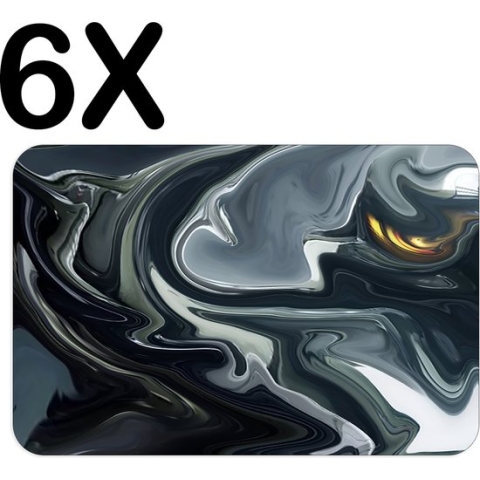 BWK Luxe Placemat - Abstract Vloeibaar Metaal - Set van 6 Placemats - 45x30 cm - 2 mm dik Vinyl - Anti Slip - Afneembaar