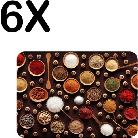 BWK Flexibele Placemat - Tafel met Kruiden en Specerijen - Set van 6 Placemats - 40x30 cm - PVC Doek - Afneembaar