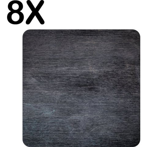 BWK Flexibele Placemat - Krijt Uitgeveegd op Schoolbord - Set van 8 Placemats - 40x40 cm - PVC Doek - Afneembaar