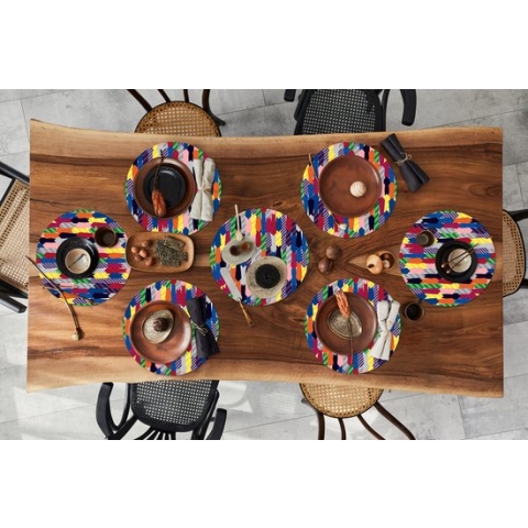 Ronde placemats - Onderlegger - Placemats rond - Stropdas - Regenboog - Patronen - 8 stuks