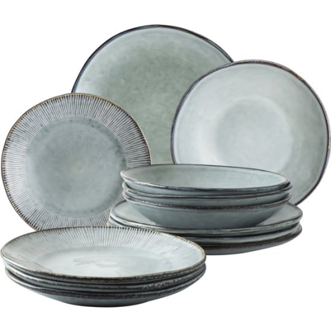 Dutch Rose Organic Serviesset 4 persoons - 12 Delig - Blauw Kerst Servies