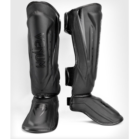 Venum Elite Evo Kickboks Scheenbeschermers Zwart Zwart maat XL