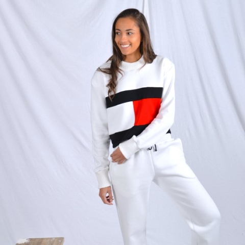 Witte joggingpak dames - Huispak - Trui - joggingbroek - By MAMBOO - M
