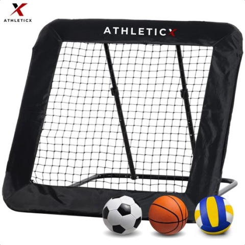 Athleticx Rebounder Voetbal Pro – 124 x 124 cm – Verstelbare Rebounder – Voetbal Trainingsmateriaal - Kickback – Voetbal Bouncer – Tchouk – Exit Rebounder – Voetbal Trampoline – Voetbal Spullen – Voetbal / Volleybal / Handbal