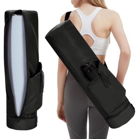 Yogatas voor dames, met vak voor nat en flessenvak, doorlopende ritssluiting, yogamattas, verstelbare schouderriem, gymtas